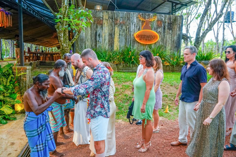 Guests greeted with traditional gestures by Vedda community members at Sherwood by The Barn